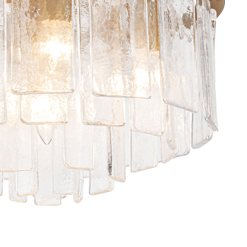 Livingon 5 - Light Tiered Drum Water Glass Chandelier, Brushed Gold