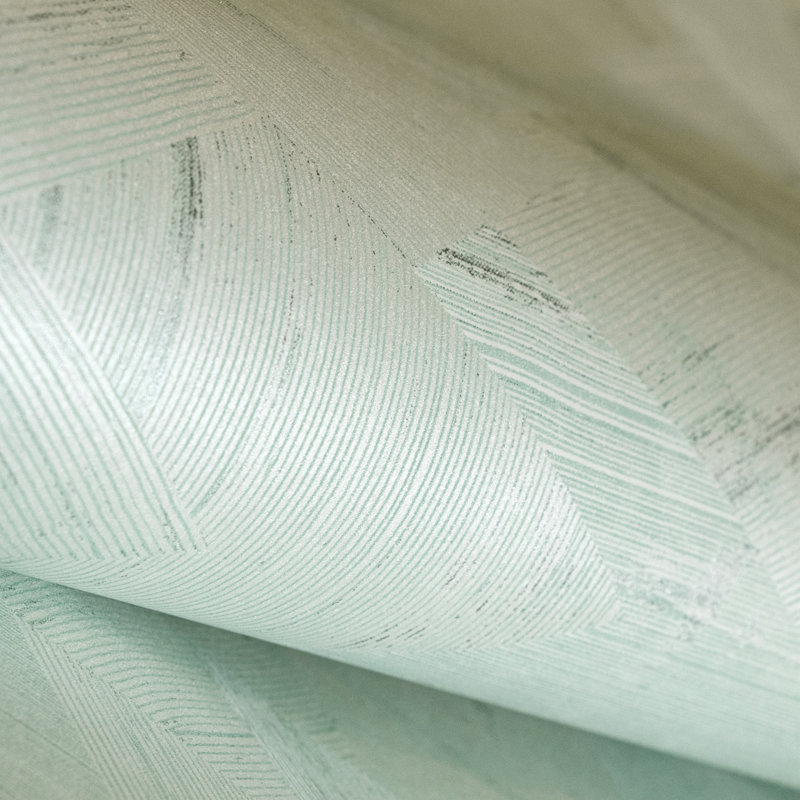 Slow Living Metallic Geometric Wallpaper Roll, Frost Mint