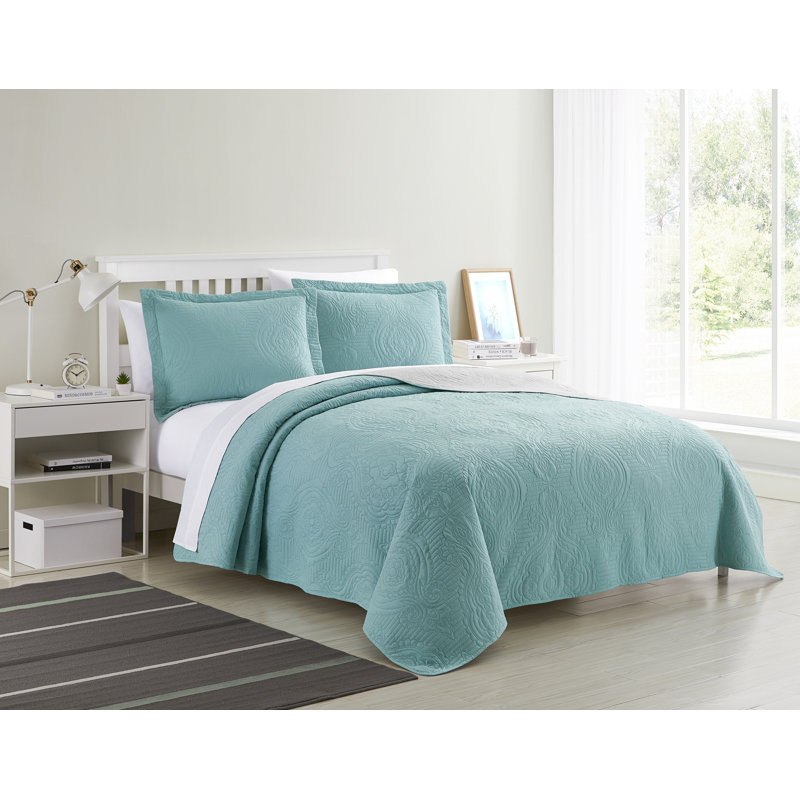Camouflage Quilt, Full/Queen, Aqua/Gray