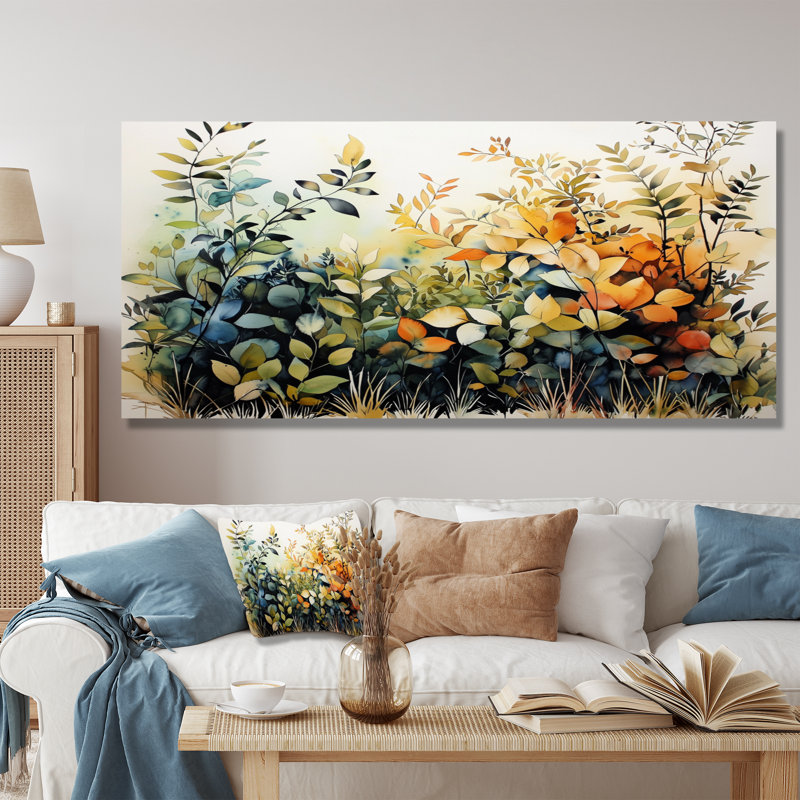 Botanical Dreamscape Of Ferns In Autumn II - Botanicals, impression murale sur métal, H 28 po x l 60 po x P 0,84 po