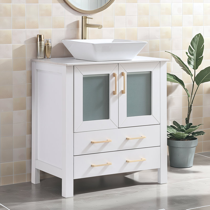 30'' White Modern Free-Standing Single Bathroom Vanity Set
