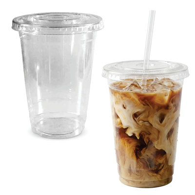 Smoothies à café glacé 12 oz avec couvercles plats Ecoqualité (100)