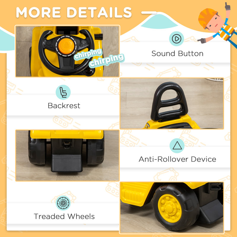 Yellow Forklift Ride-On Construction Toy for Kids