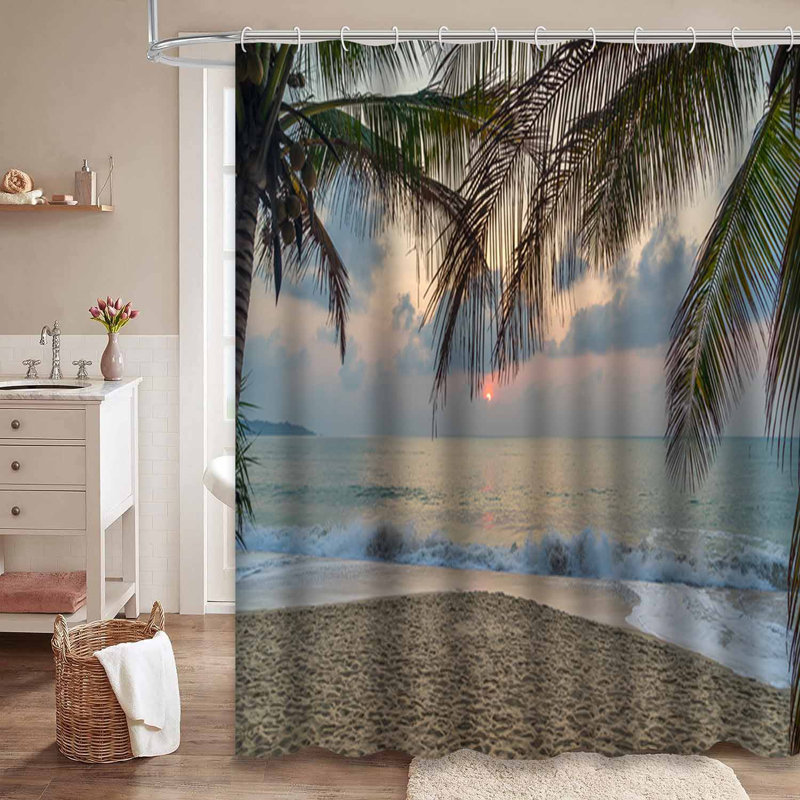 Rideau de douche Sunset Beach Florida Island Hawaii Camps avec 12 crochets, L 72 po x l 72 po