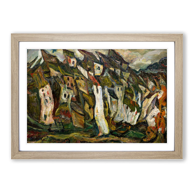 Houses by Chaim Soutine - Picture Frame Painting, 48cm H x 65cm W x 2cm D, Oak Framed