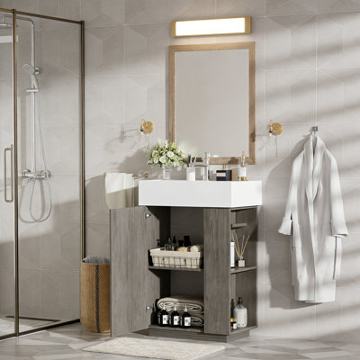meuble-lavabo de salle de bain avec lavabo en céramique