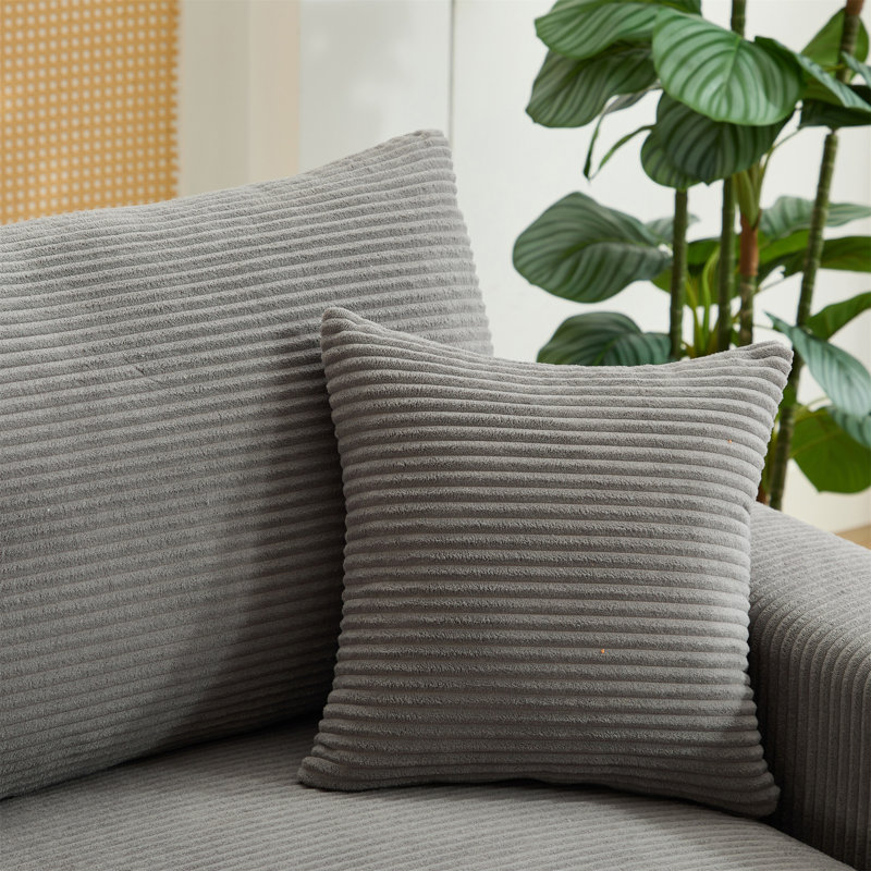 Modern Sectional Couch, Light Gray Corduroy