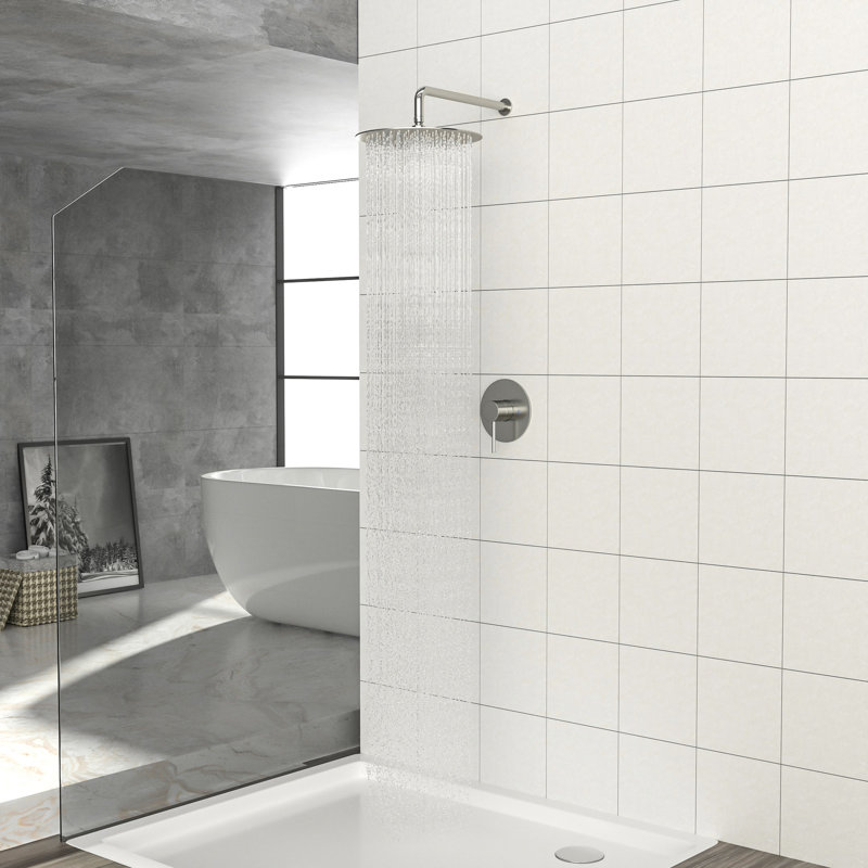 Brushed Nickel Shower Head - 10" Rainfall, Valve, Wall Mount, Easy Installation & Gleam Faucet , Rainfall Head,