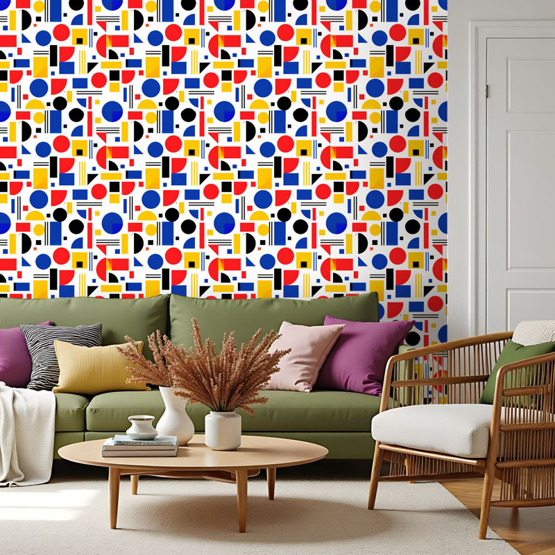 Papier peint auto-adhésif à motif de cercles abstraits, carrés, rectangulaires, carrés, adhésifs et amovibles, 45 x 300 cm