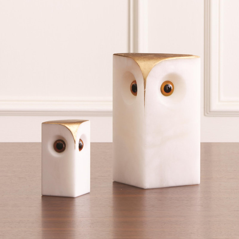 Alabaster Owl-Lg, 7" H x 3.75" W x 3.75" D