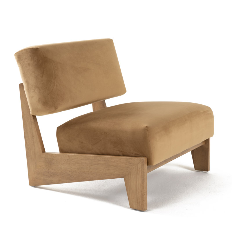Chaise d'appoint rembourrée Brest, Chameau et châtaignier