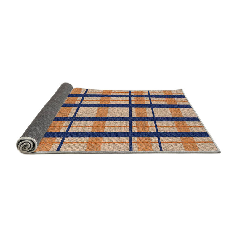 Tapis à carreaux orange / bleu, Rond 5 pi