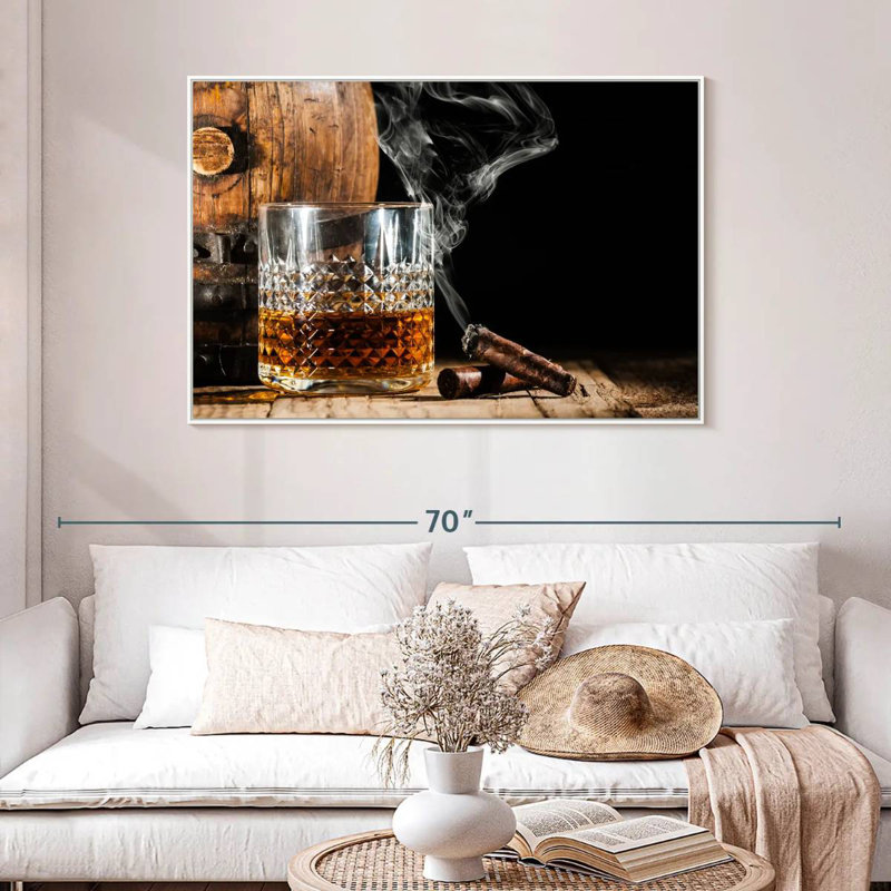 Bourbon tonneau et cigare, 46 po x 31 po, Cadre flottant blanc