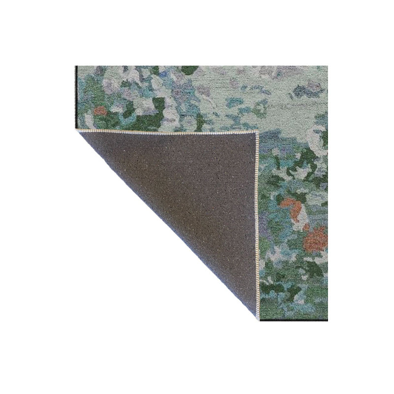 Tapis bleu glace délavé à motif flou, Rectangle 3 pi 3 po x 4 pi 11 po