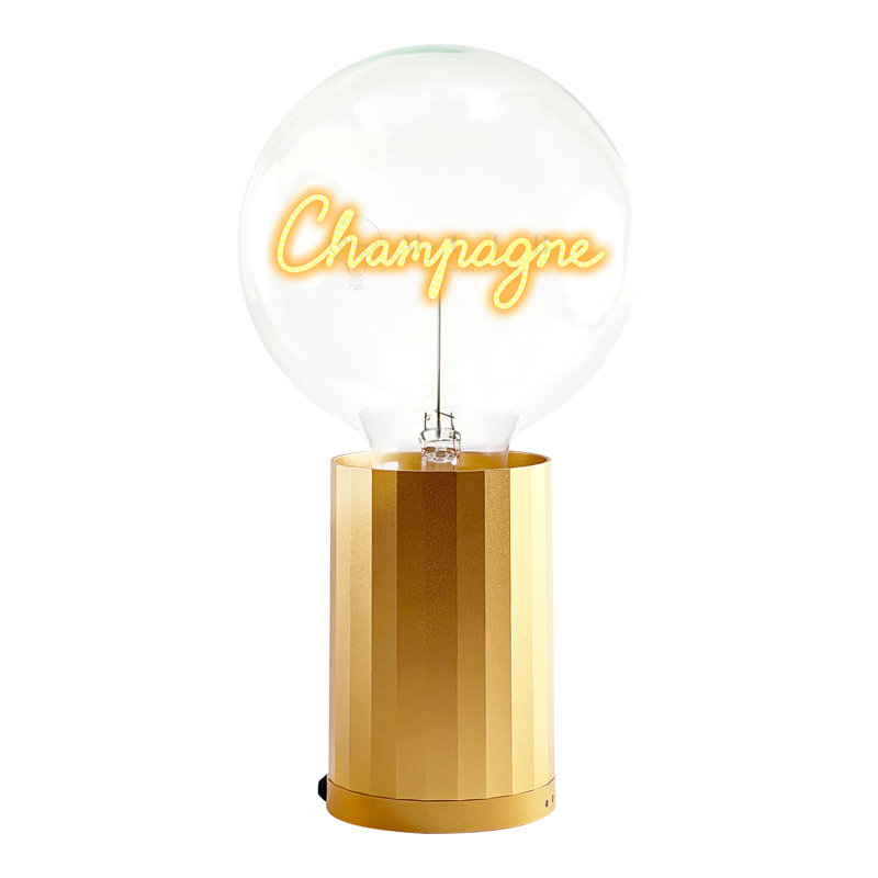 Ampoule CHAMPAGNE Lampe de table ambre avec base PORTABLE, Jaune, Plastique