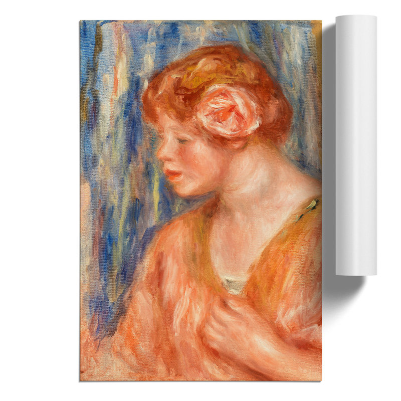 Young Woman with Rose by Pierre Auguste Renoir - Frameless Print, 30cm H x 21cm W x 0.1cm D