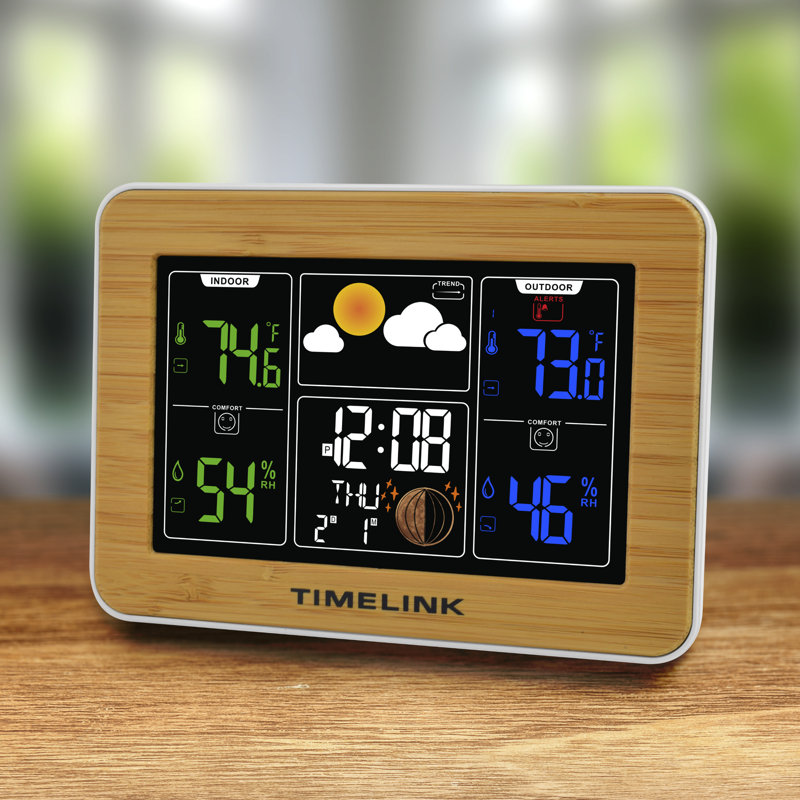 BAMBOO WEATHER STATION W/ TIME DISPLAY