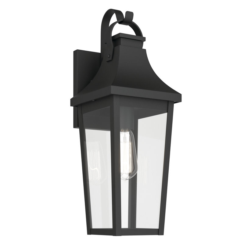 Cleary 20" 1-Light Outdoor Wall Light with Clear Glass in Textured Black, 20" H x 7" W x 8" D, Textured Black