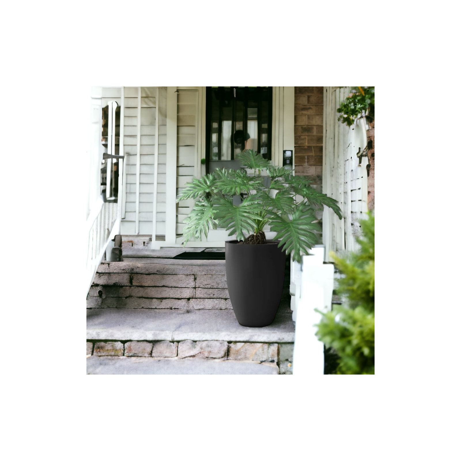 Elbe Handmade Pot Planter, 21.75" H x 16" W x 16" D, Black