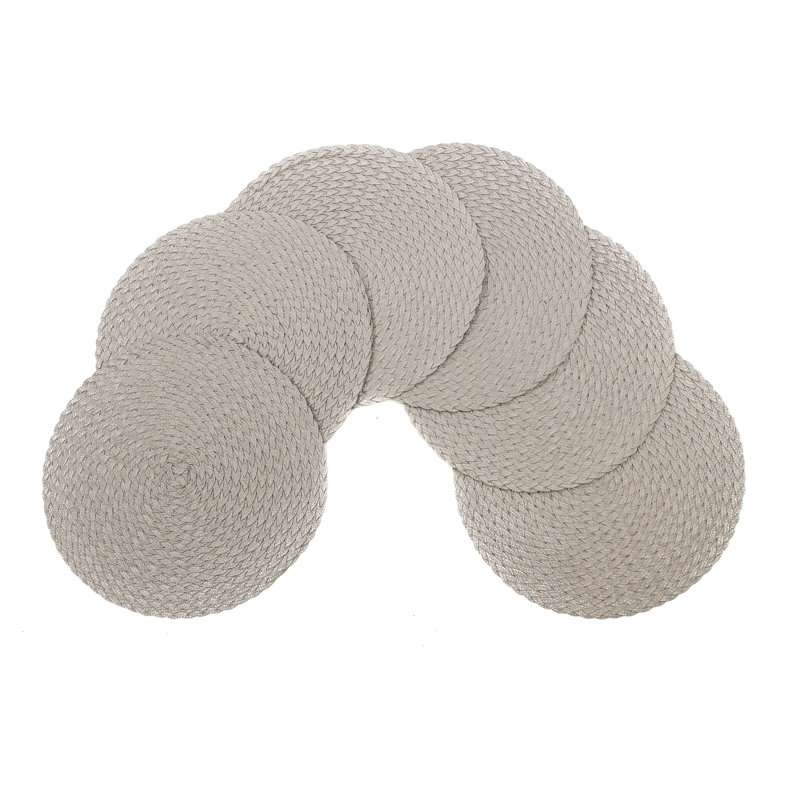 Ensemble de 6 napperons antidérapants Daisy, Argent argent
