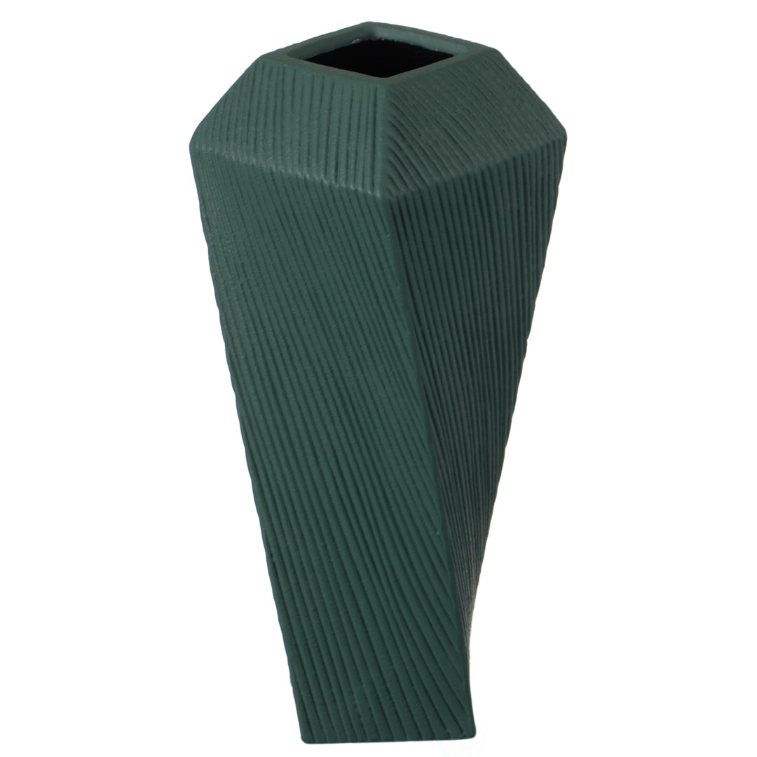 12" H Decorative Ceramic Square Twisted Centerpiece Table Vase Green, Large Corrigan Studio® 
