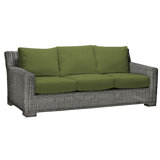Rustic 81.25" Wide Outdoor Wicker Patio Sofa with Cushions
