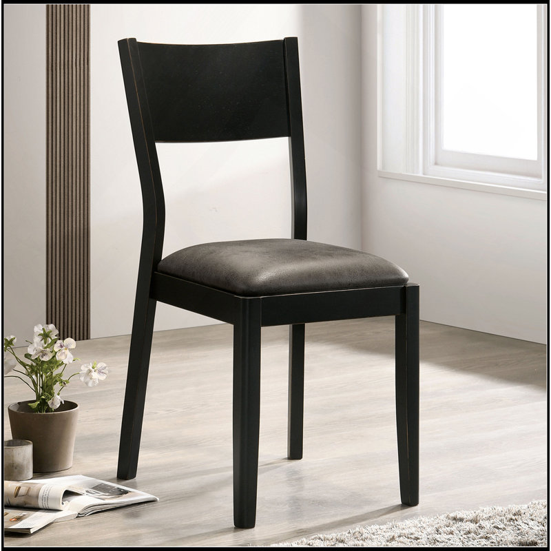 Ensemble de 2 chaises d'appoint Mid-Century modernes noires et grises en similicuir