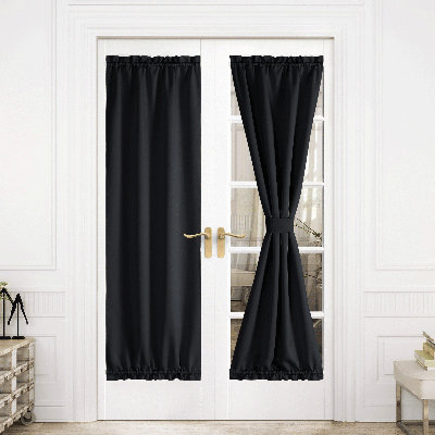 Blackout Curtain for French Door, Rod Pocket Thermal Insulated Drapes Privacy Window Panel for Living Room/Doorways/Classroom, 1 Panel