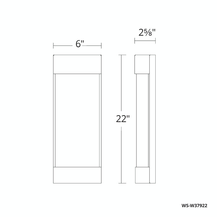 Fathom 1 - Light LED Outdoor Flush Mount, 22" H" x 6" W x 2.63" D