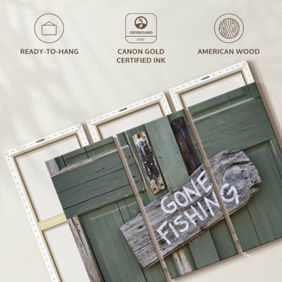 " Rustic Gone Fishing Sign " 3 - Pieces