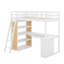 Lit mezzanine simple avec échelle, tablettes et bureau