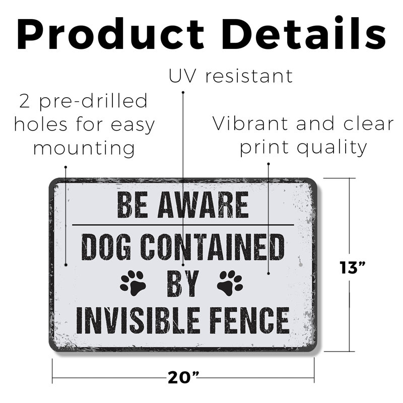 Enseigne en plastique pour chien 13 po x 20 po Invisible Fence