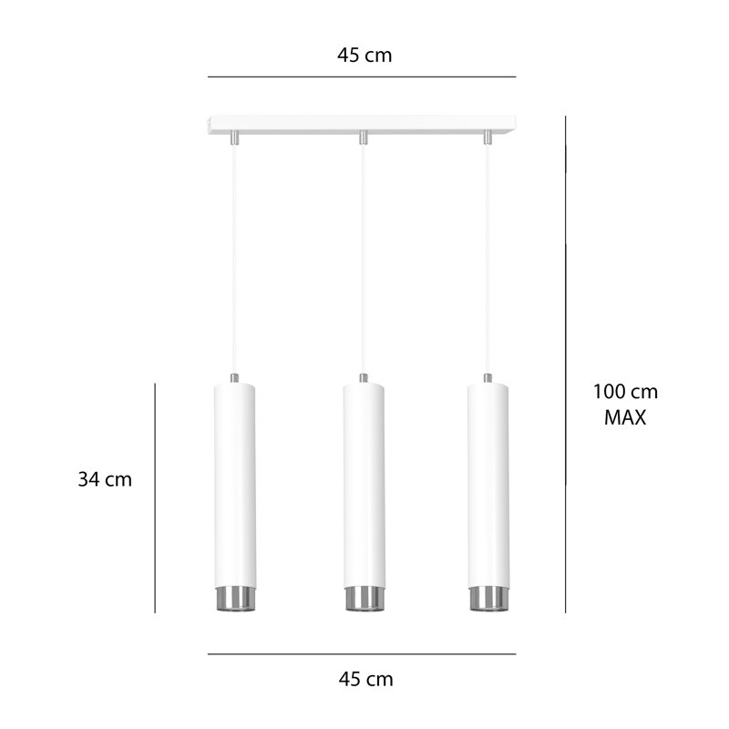 Danbury 3 - Light Kitchen Island Pendant, Chrome, White