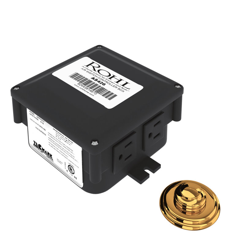 Rohl Waste Disposal Control Box with Air Switch Button, Italian Brass
