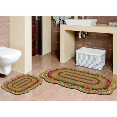 Luxurious Bathmat Set (2 Pieces), Cream Color, 19.7 x 23.6 inches & 23.6 x 39.4 inches | 100% Polyester, 1300 g/m², 0.4 in Pile Height | Non-Slip Underside, Antibacterial, Machine Washable | Perfect for Bathroom Comfort & Style