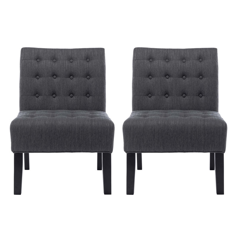 Chaise d'appoint rembourrée moderne en tissu pour salon / chambre à coucher / salle à manger, ensemble de 2