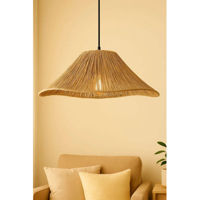 Stylish Macrame Chandelier, Beige, Adjustable Height 6.3 - 20.5 inches | Ø15.7 inches Base Plate, Plastic Body, 1 x E27 Max 40W Socket (Bulb Not Included) | Perfect for Home Decor & Modern Lighting Solutions