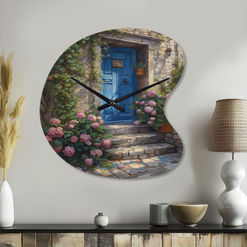 Horloge murale de porte en métal bleu et rose, Grand