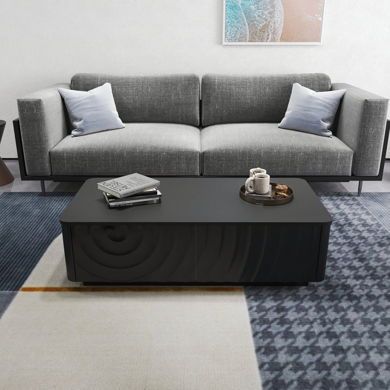 Table basse rectangulaire 47 po avec rangement, Noir