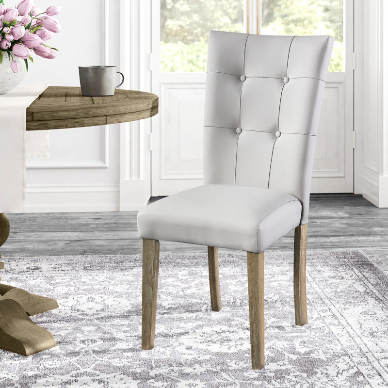 Chaises d'appoint à dossier gris et chêne (2) - Table de salle à manger tendance et stable avec revêtement en similicuir et pieds en bois massif (2)