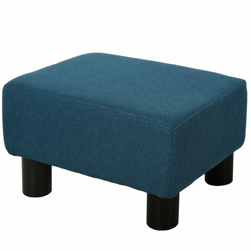 Stylish Small Foot Stool with Thick Padded Seat and Durable Wood Frame, Perfect for Comfort and Versatility, Blue