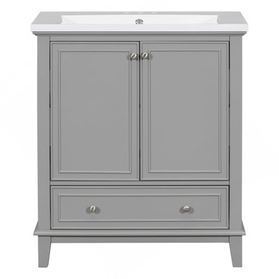 With Sink Combo, Multi-Functional Bathroom Cabinet With Doors And Drawer, Frame And MDF Board, 