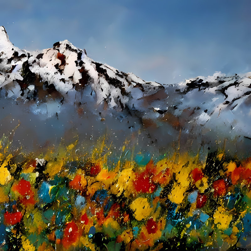 Fleurs dans les Alpes I, H 24 po x l 24 po