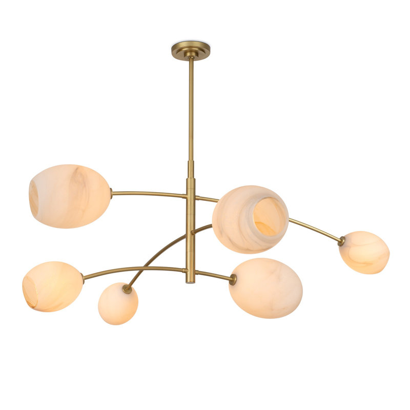 Artemis Chandelier, Natural Brass, Alabaster