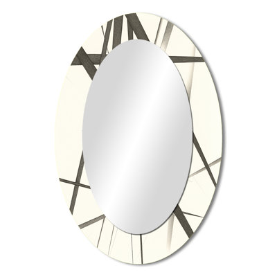 Minimalist Black And White IV - Modern Oval Wall Mirror