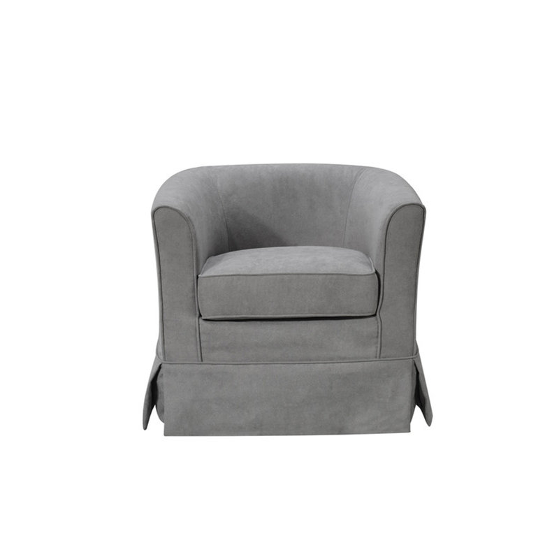 Ailen Swivel Barrel Chair, Light Gray Fabric