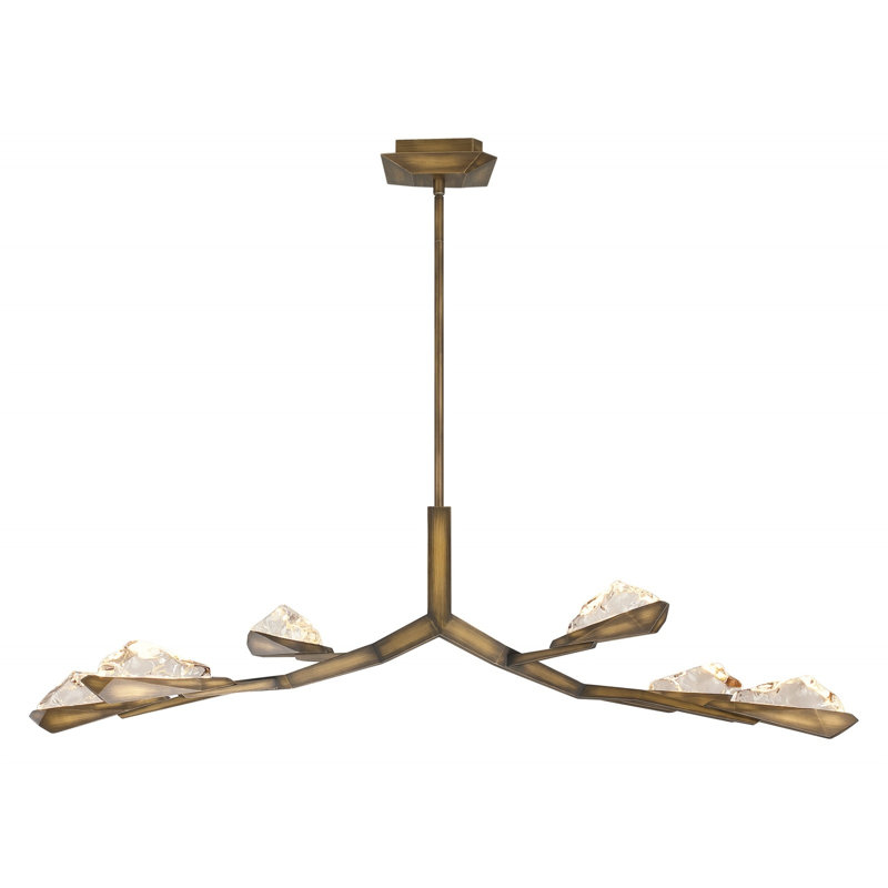  Geneva 6-light 54"w Led Chandelier In Rusted Gold/clear Crystal