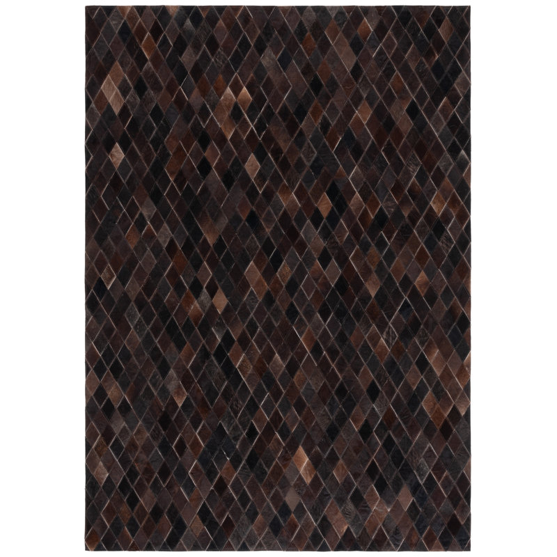 Schaible Hand Woven Leather Geometric Rug, Rectangle 3' x 5'