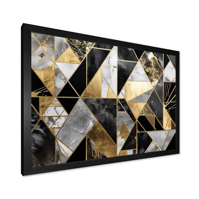 «Clariandra Gold», impression géométrique sur toile, Cadre photo noir, H 12 po x l 20 po x P 1 po