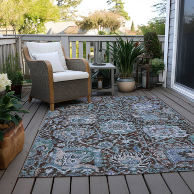 Machine Washable Indoor/Outdoor Chayden ACN1101 Chocolate Rug